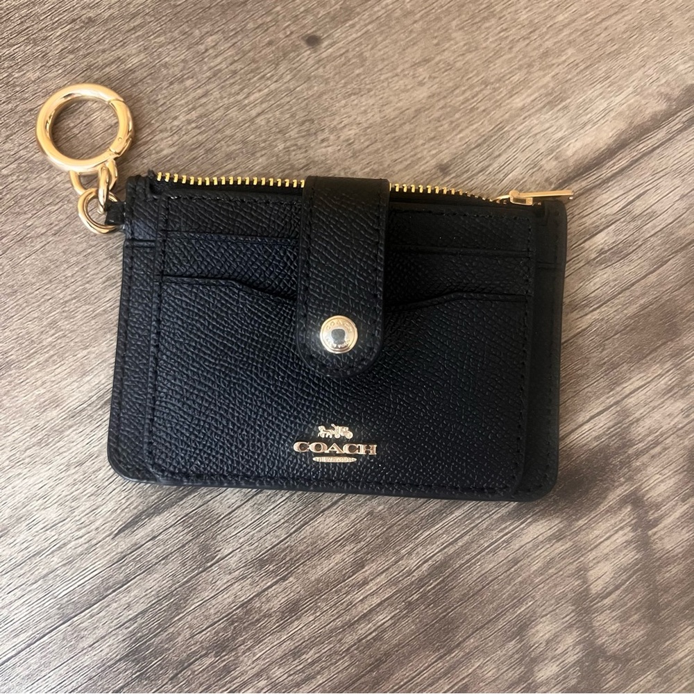 Coach mini wallet with gold hardware and keychain